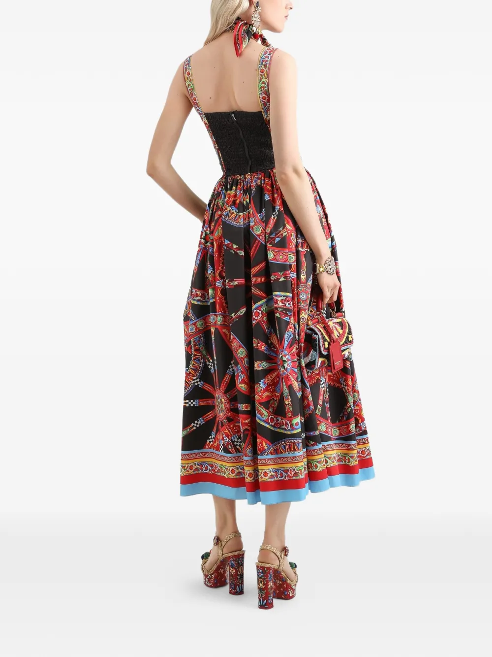 Dolce & Gabbana Popeline jurk met print Zwart