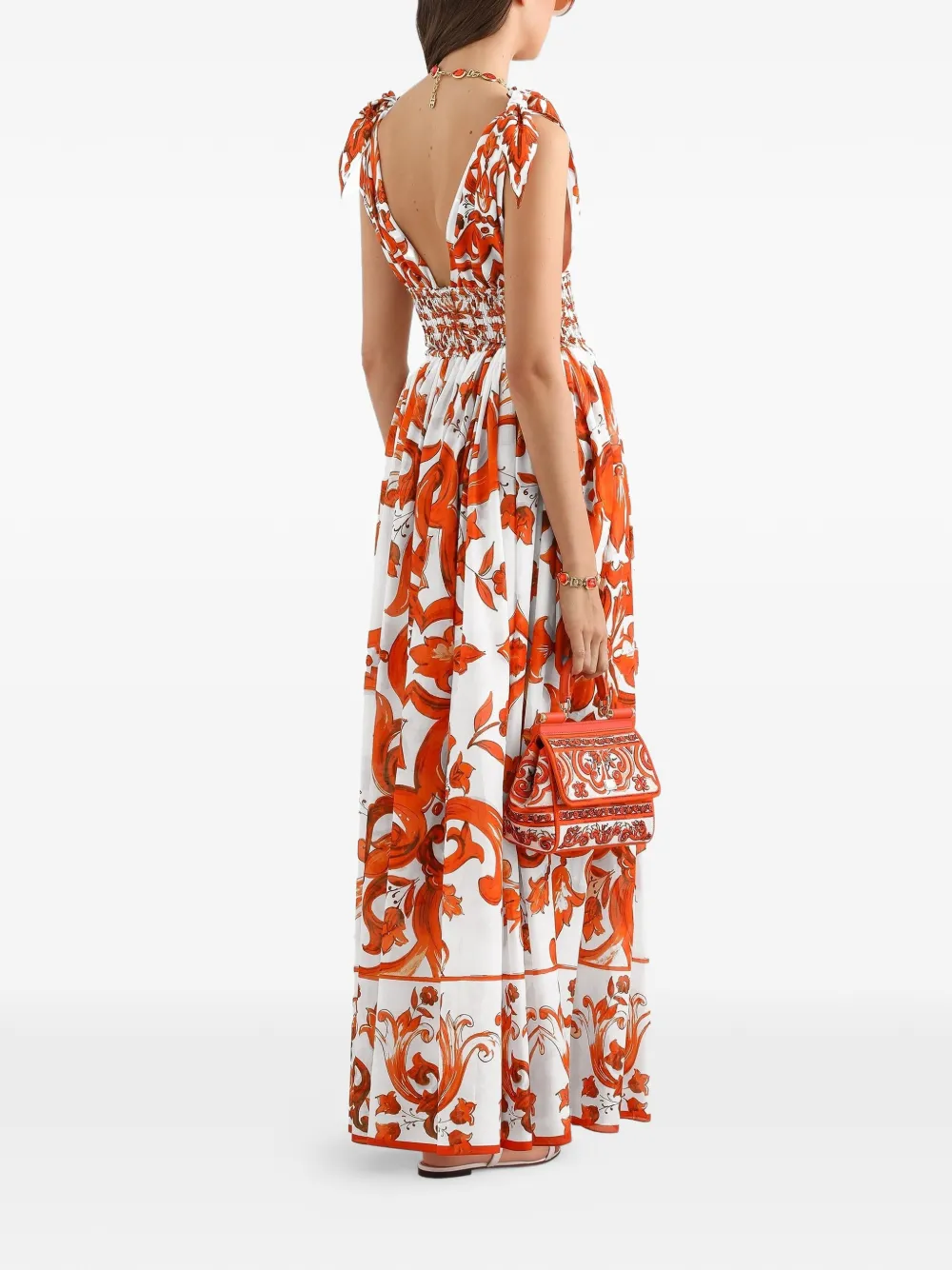 Dolce & Gabbana Maxi-jurk met Majolica-print Wit