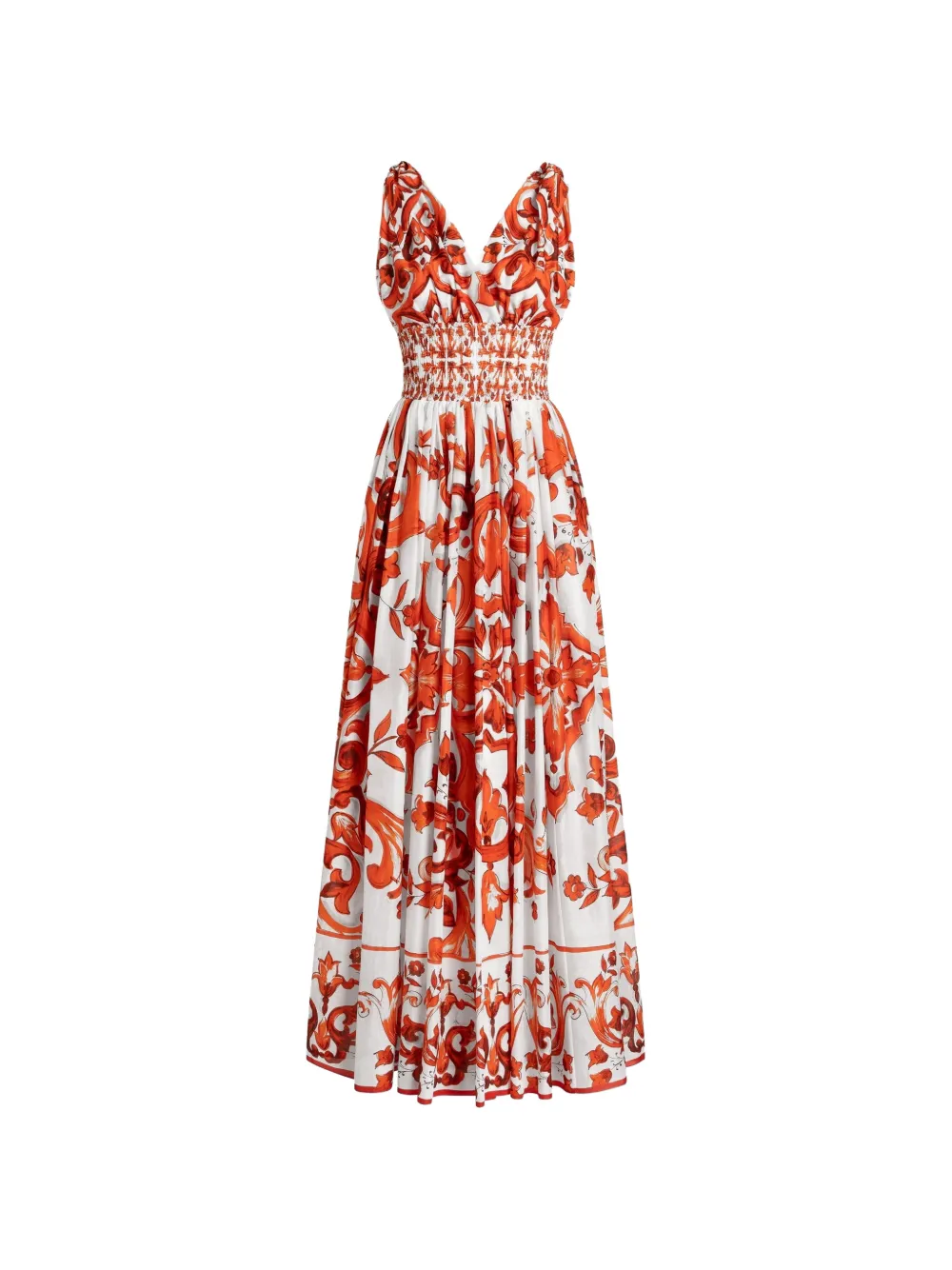 Dolce & Gabbana Maxi-jurk met Majolica-print Wit