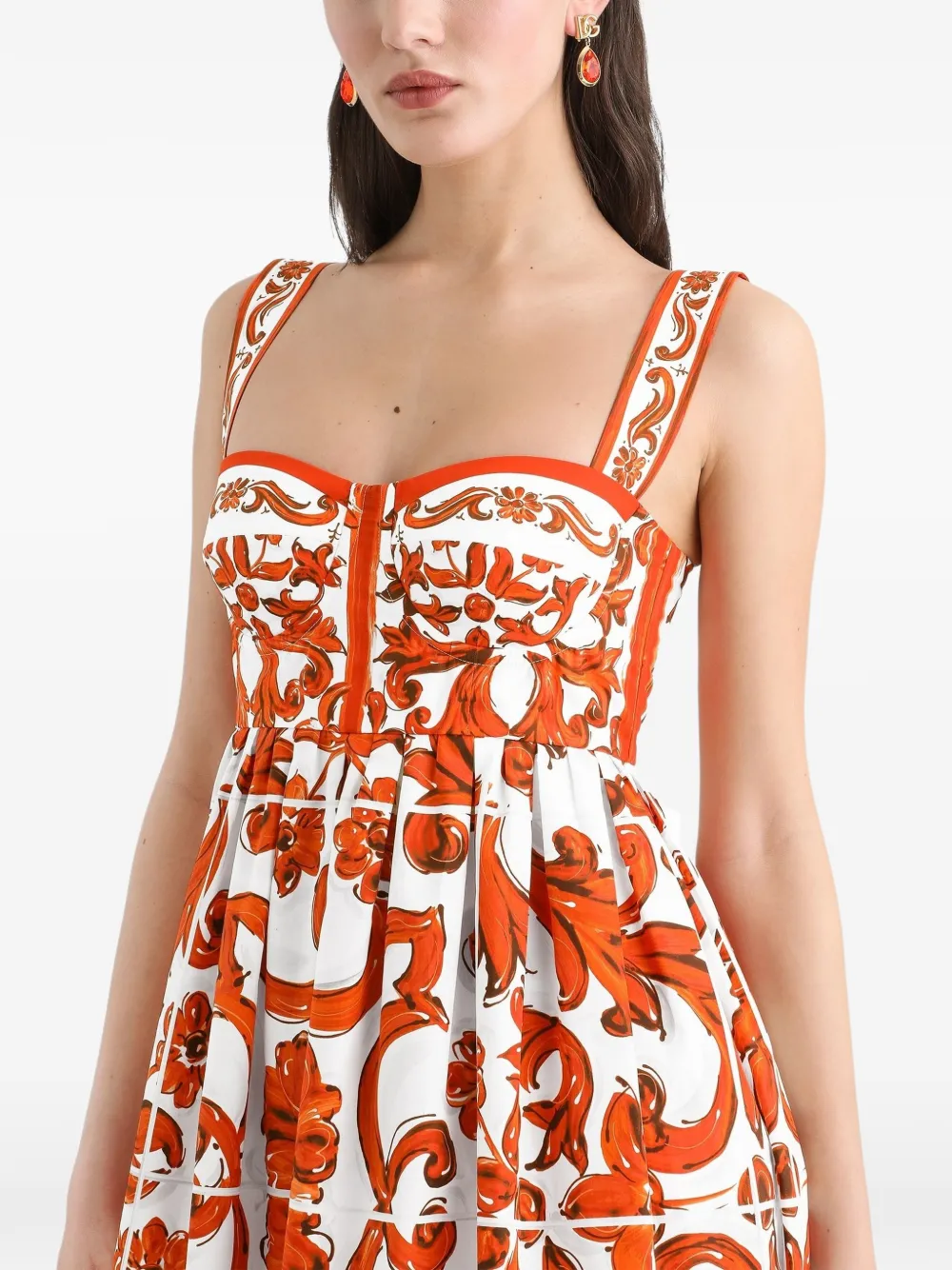 Dolce & Gabbana Popeline jurk met print Wit