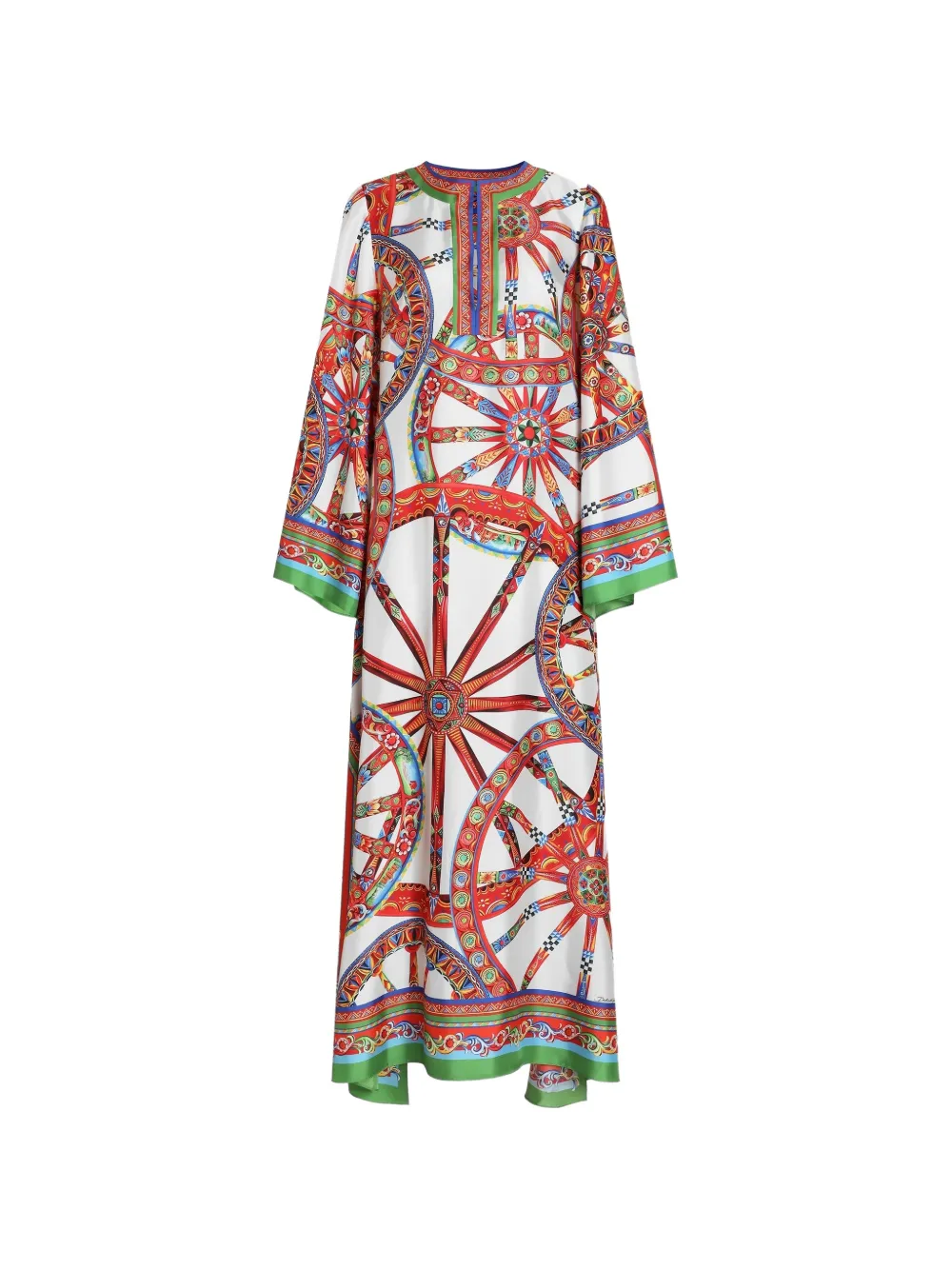 Dolce & Gabbana Caftano in twill con stampa Carretto - Bianco