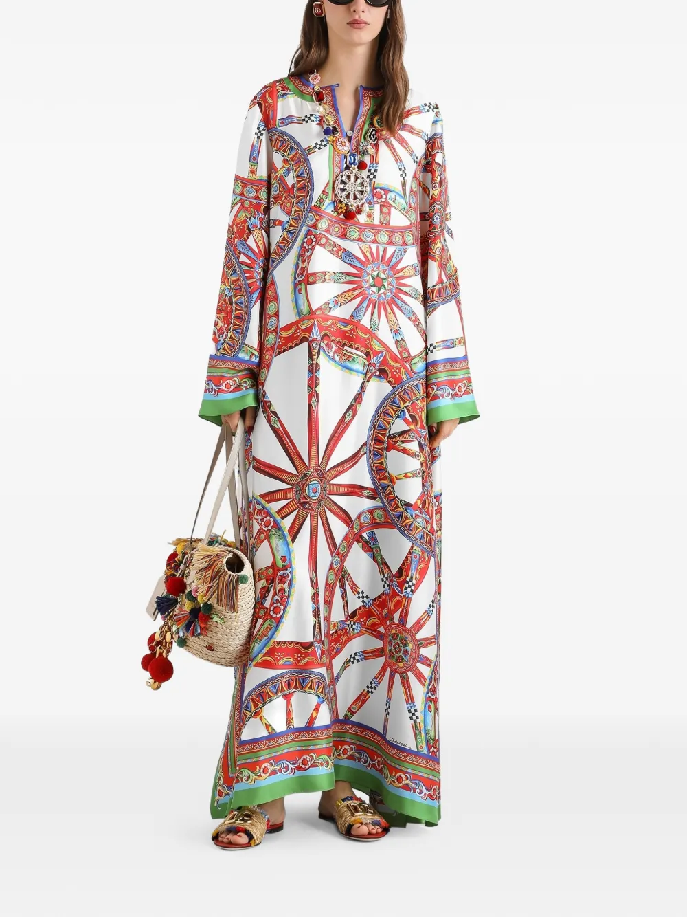 Dolce & Gabbana Twill tuniekjurk met Carretto-print Wit