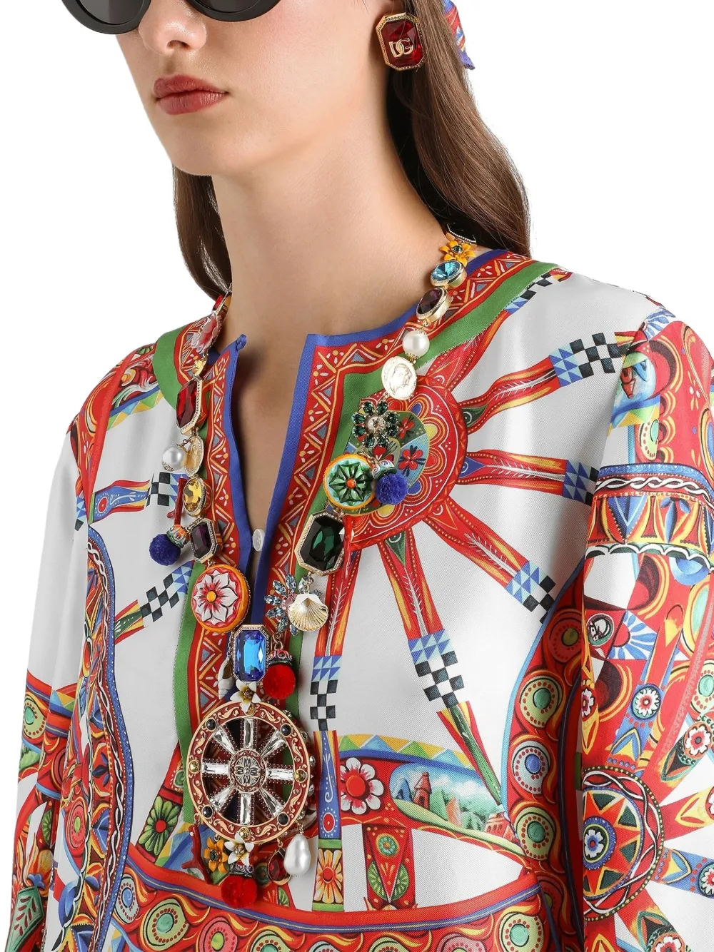 Dolce & Gabbana Twill tuniekjurk met Carretto-print Wit