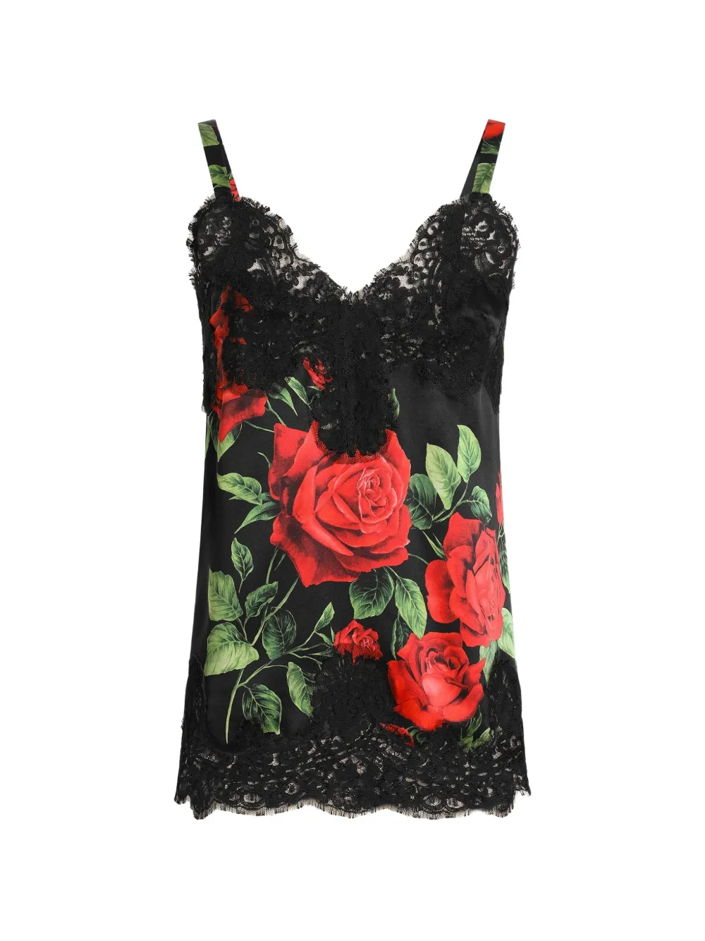 Dolce & Gabbana Satintop mit Rosen-Print - Schwarz