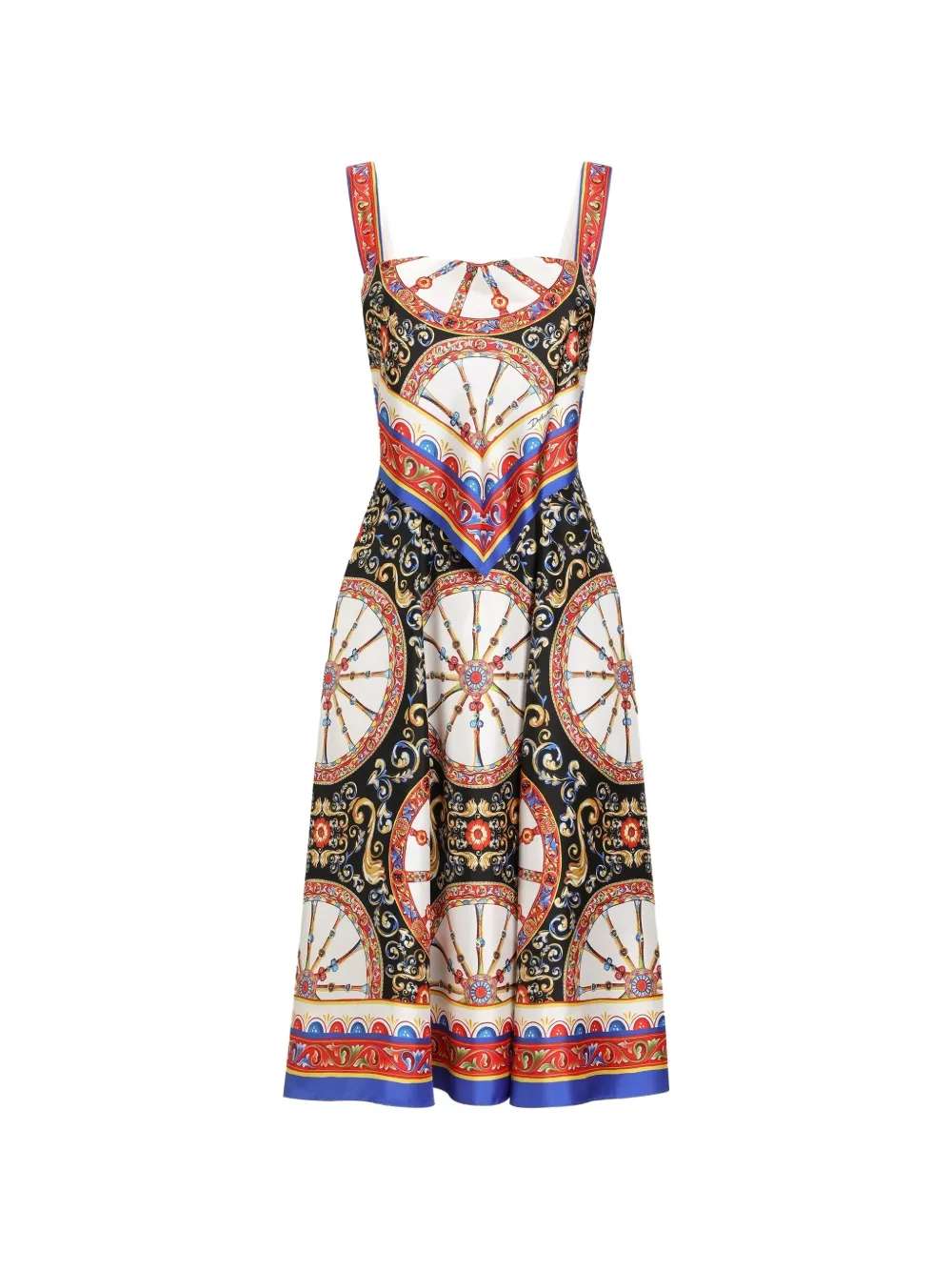 Dolce & Gabbana Abito in twill con stampa Carretto - Nero
