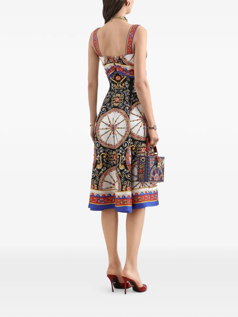 Dolce & Gabbana Twill jurk met Carrettoprint Zwart
