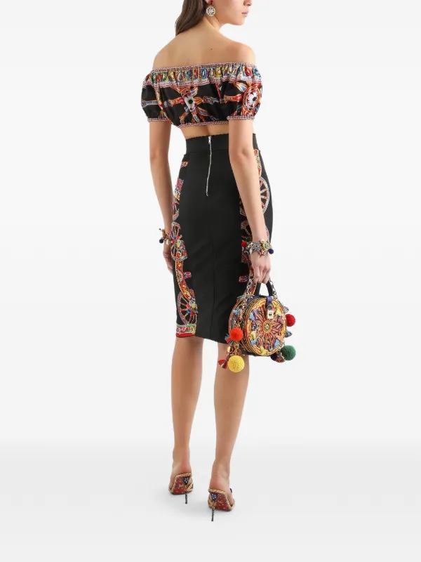Dolce & Gabbana Carretto-print Poplin Top | Black | FARFETCH