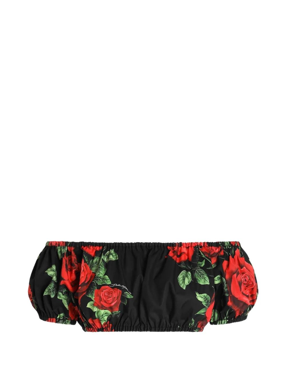 Dolce & Gabbana Popeline blouse met roosprint Zwart