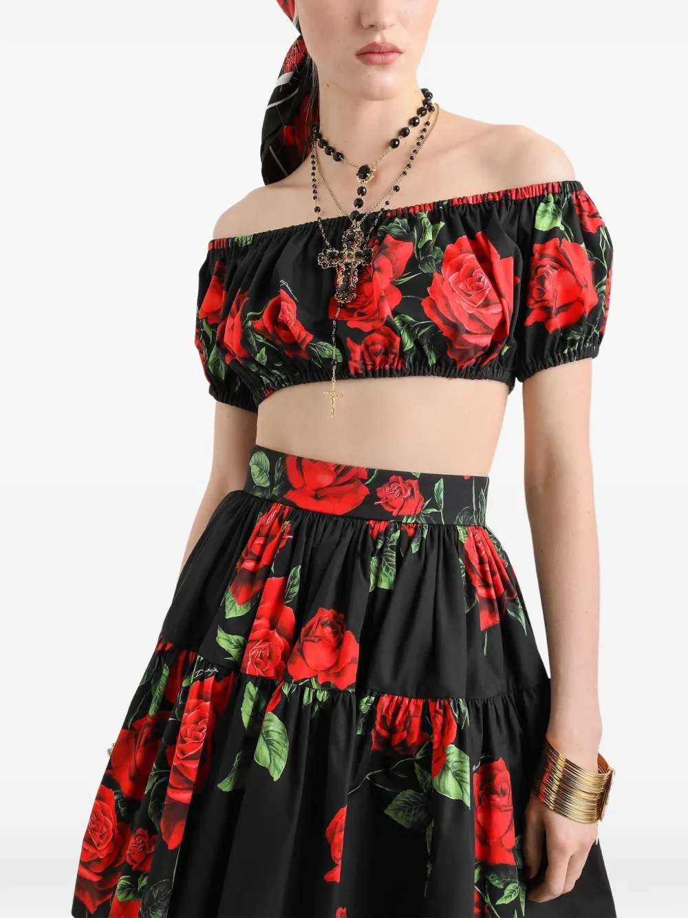 Dolce & Gabbana Bluse mit Rosen-Print - Schwarz
