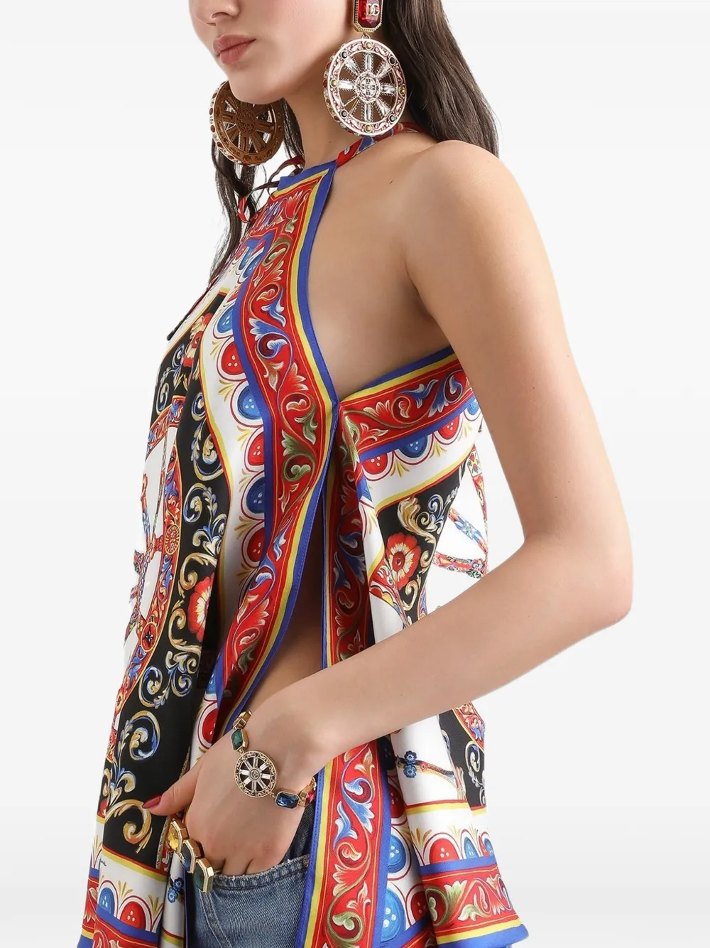 Dolce & Gabbana Twill top met Carretto-print Zwart