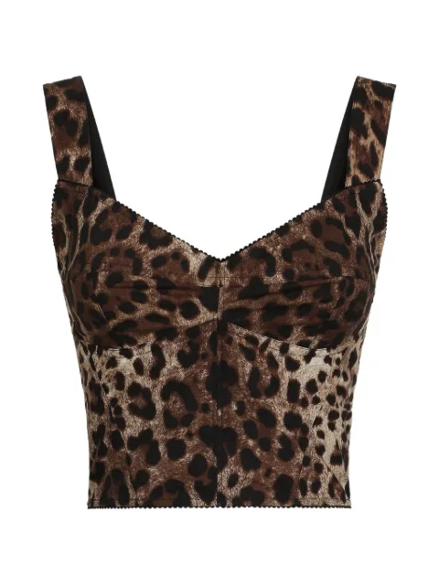 Dolce & Gabbana leo-print poplin top