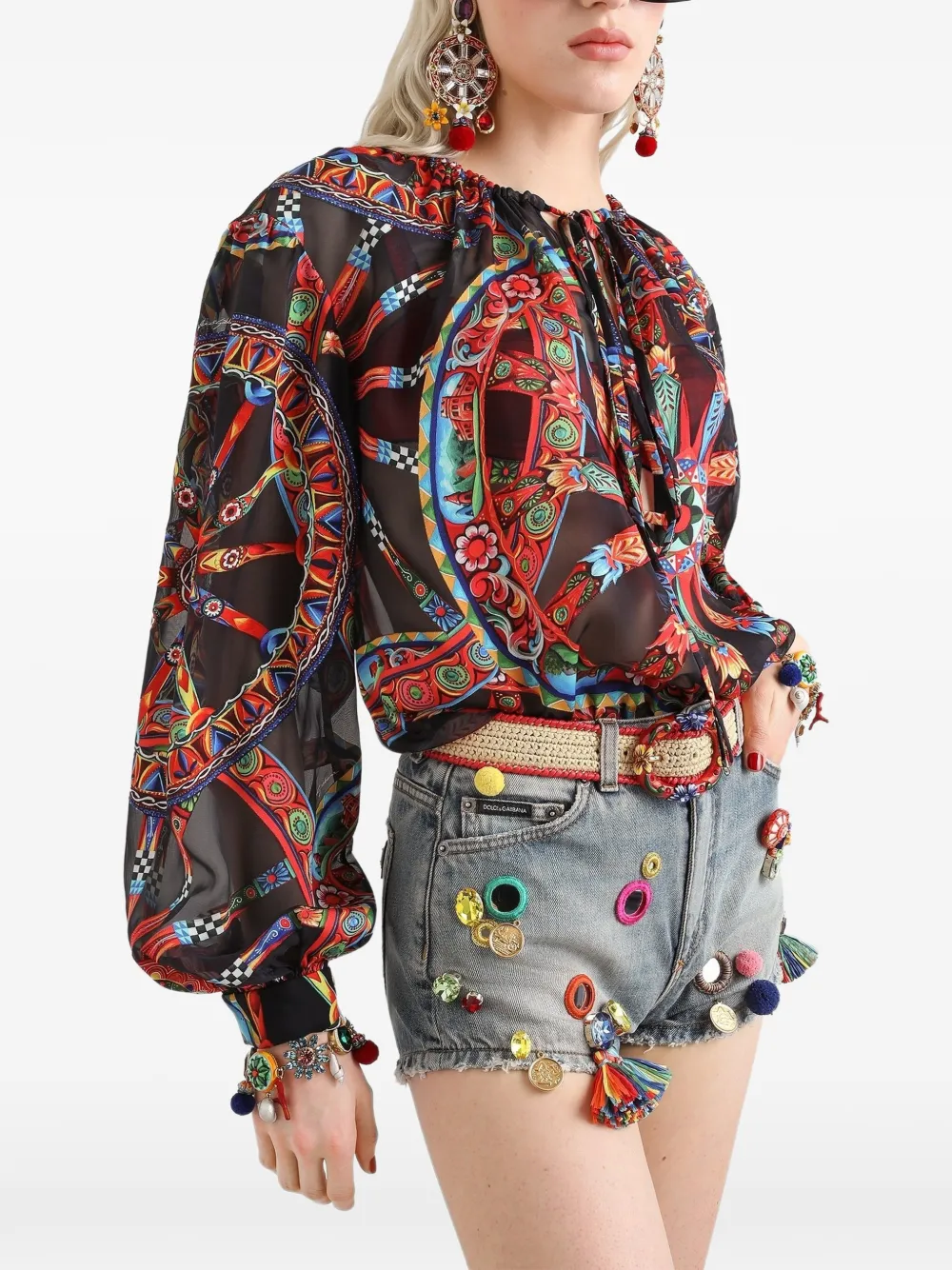 Dolce & Gabbana Twill top met Carretto-print Zwart