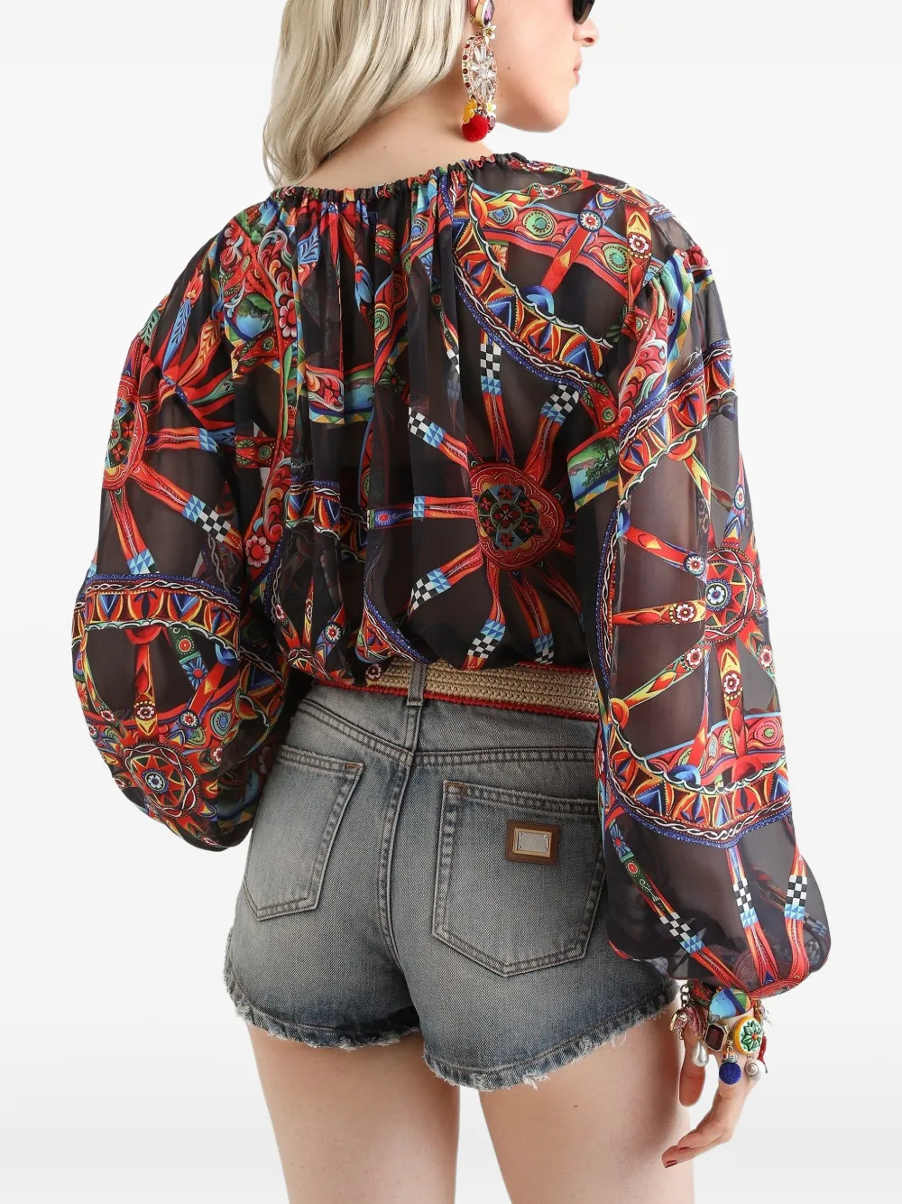Dolce & Gabbana Twill top met Carretto-print Zwart