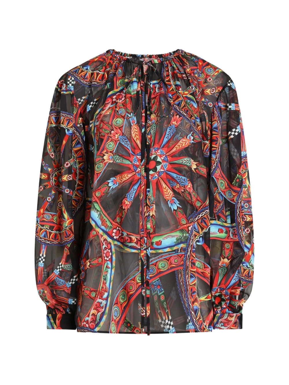 Dolce & Gabbana Carretto-print devoré twill top - Black