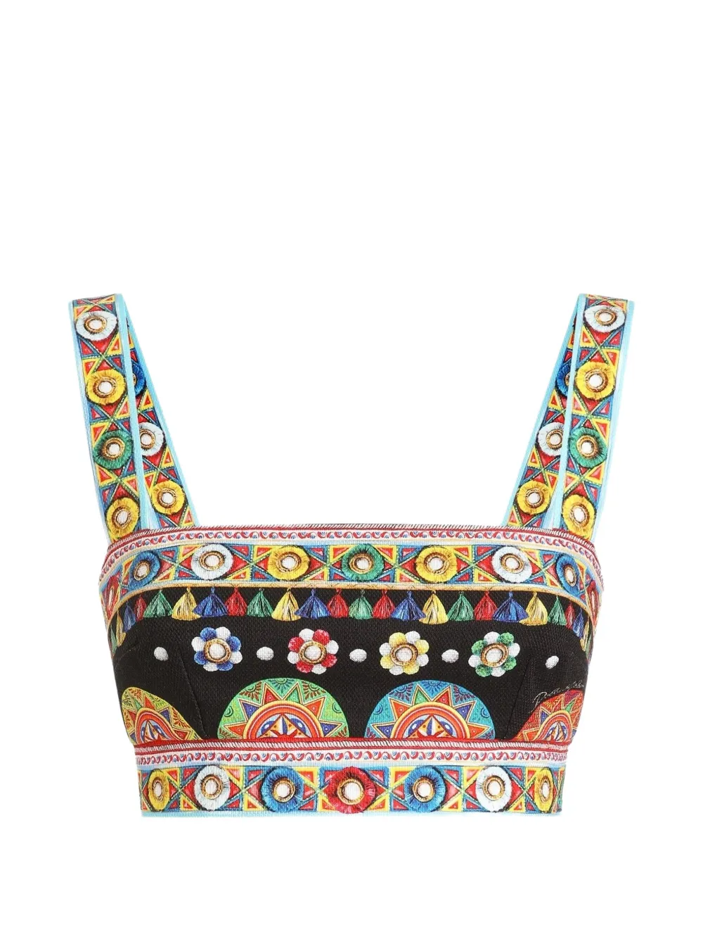 Dolce & Gabbana Katoenen top met Carretto-print Zwart