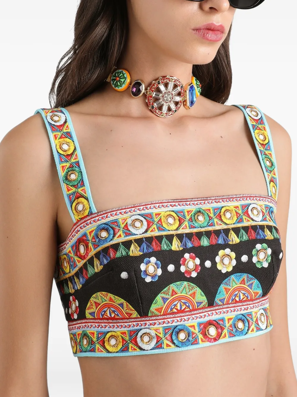 Dolce & Gabbana Katoenen top met Carretto-print Zwart