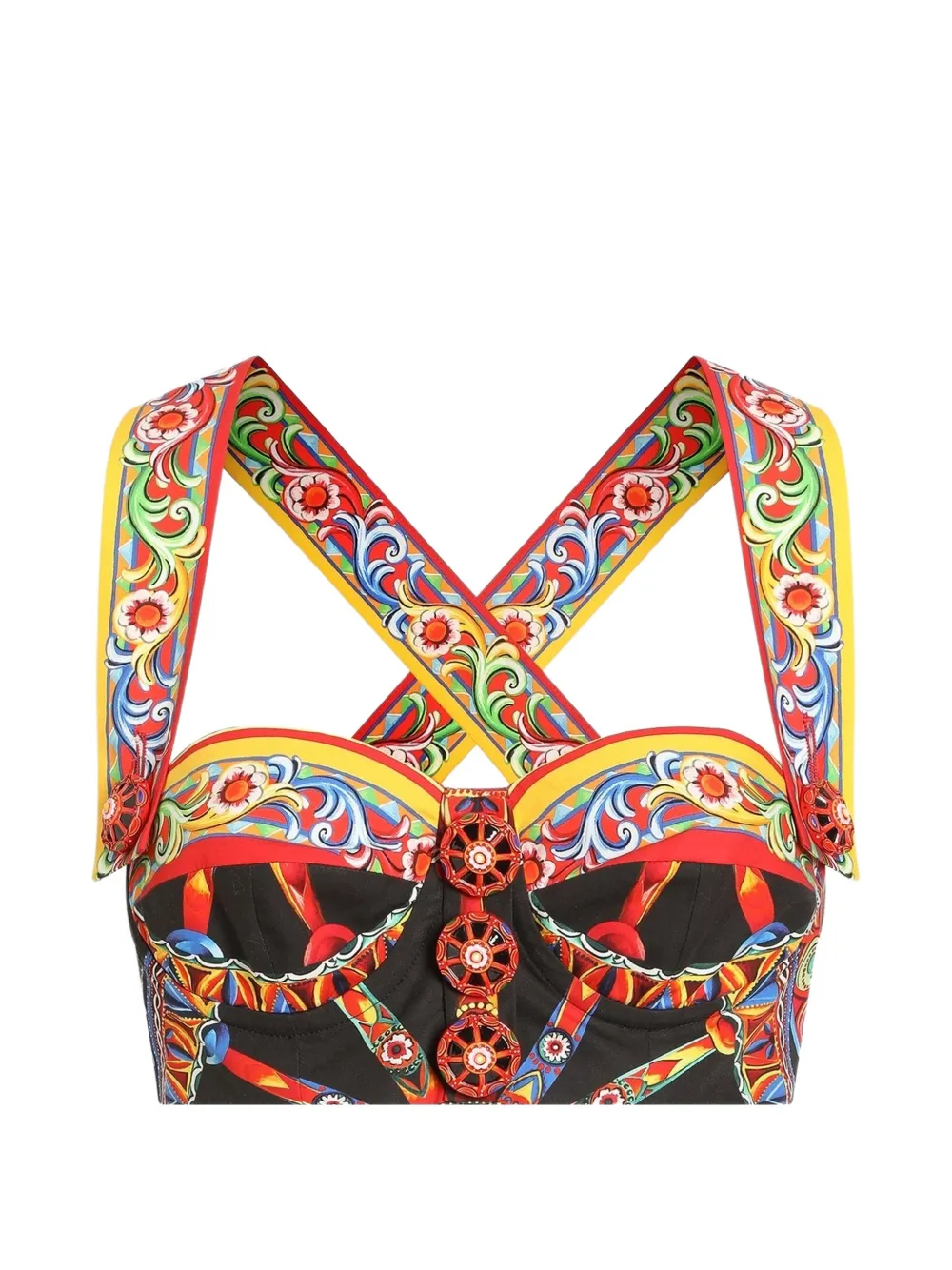 Dolce & Gabbana Top in popeline con stampa Carretto - Nero