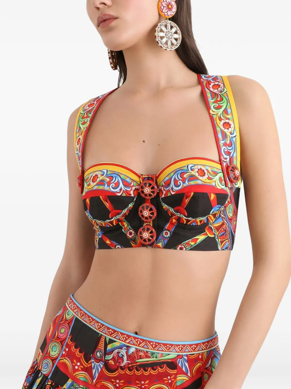 Dolce & Gabbana Popeline top met Carretto-print Zwart