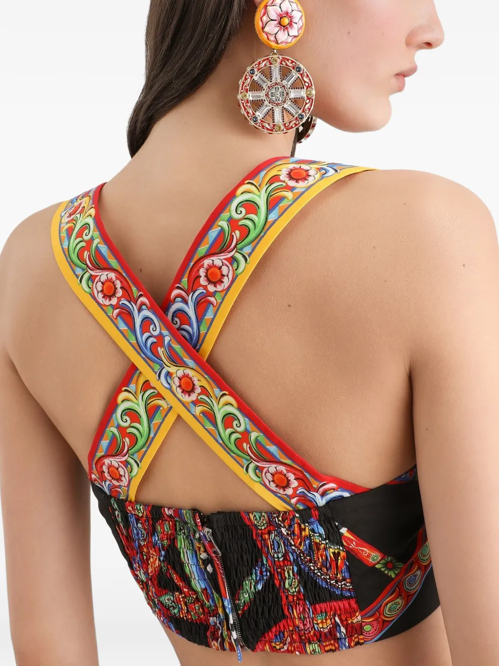 Dolce & Gabbana Popeline top met Carretto-print Zwart