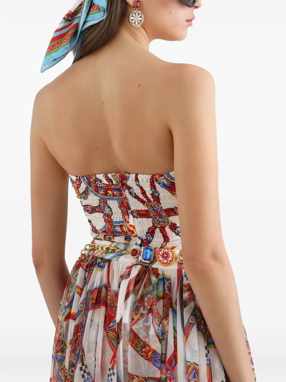 Dolce & Gabbana Charmeuse top met Carretto-print Wit