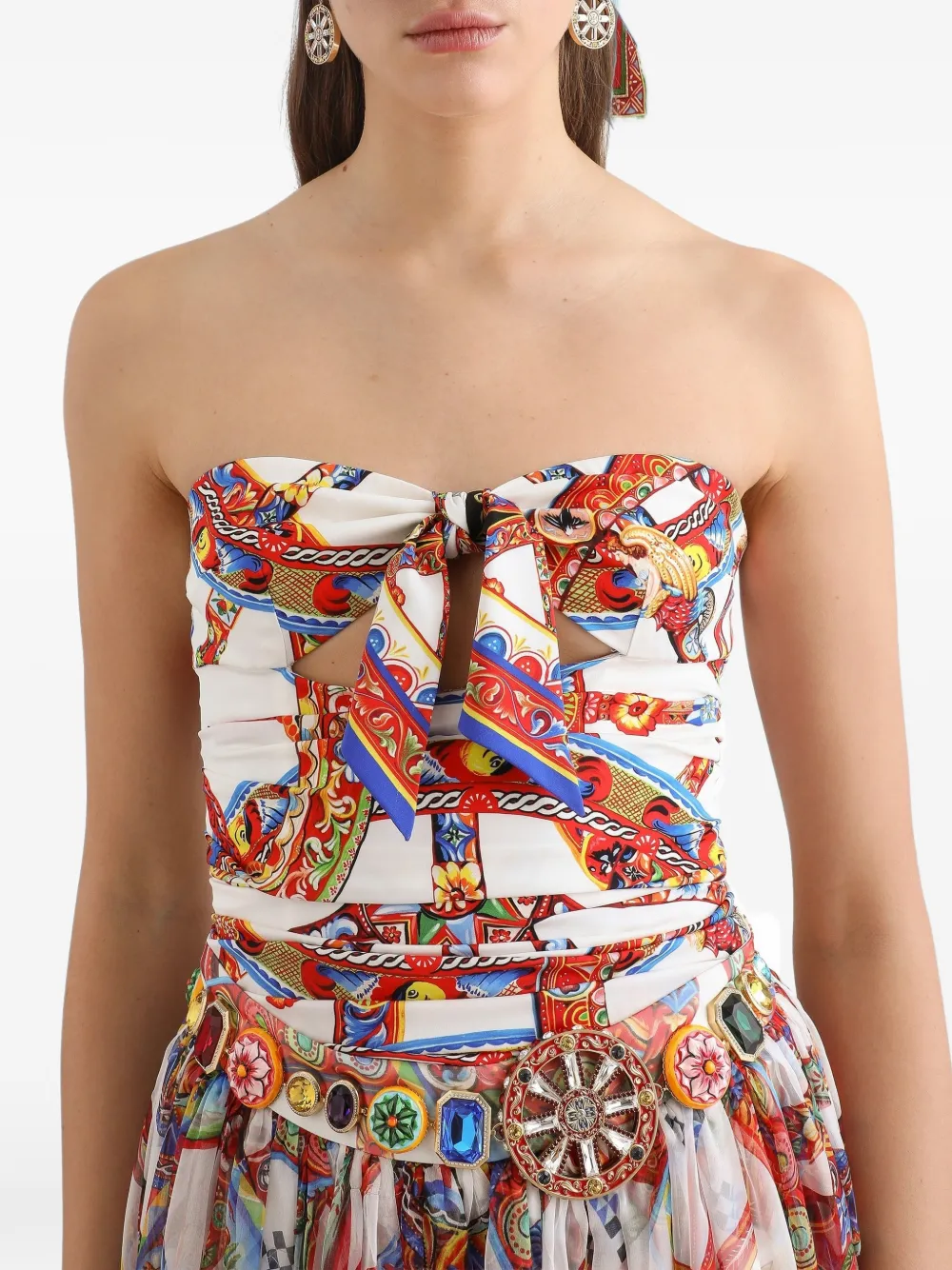 Dolce & Gabbana Charmeuse top met Carretto-print Wit