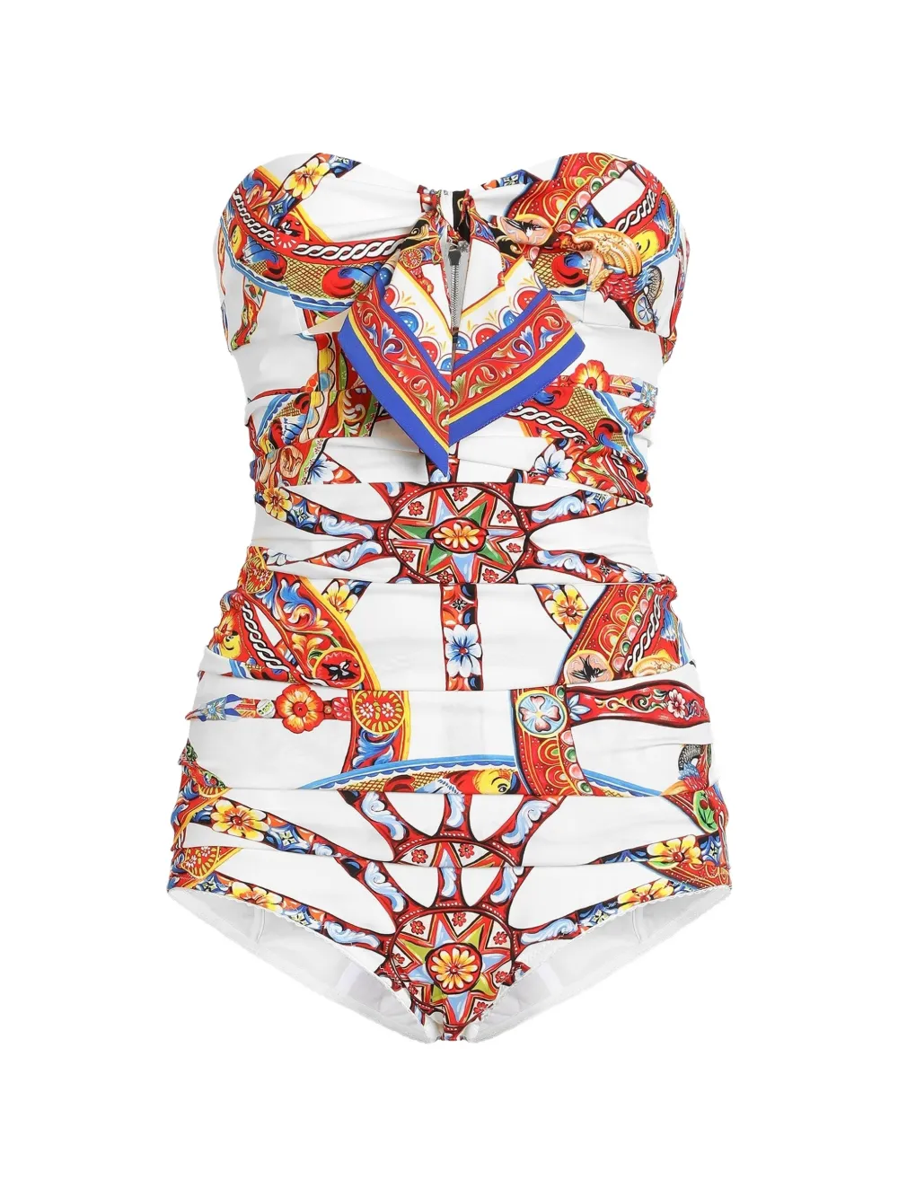 Dolce & Gabbana Carretto-print charmeuse top - White