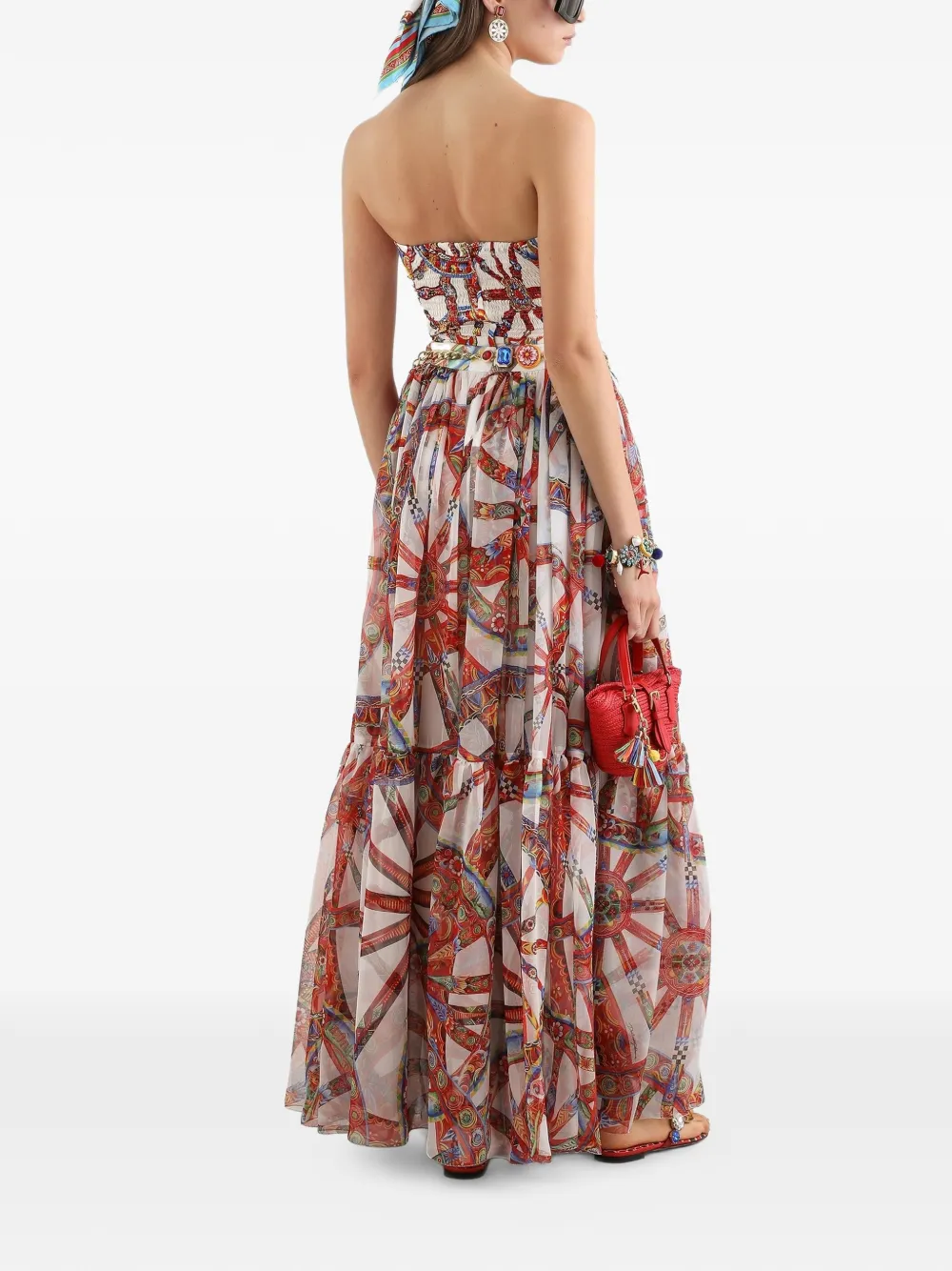 Dolce & Gabbana Charmeuse top met Carretto-print Wit