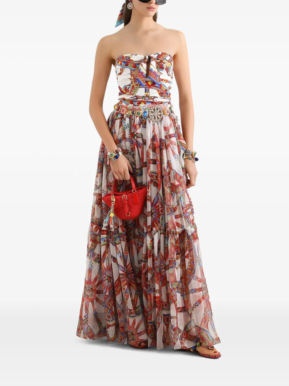 Dolce & Gabbana Charmeuse top met Carretto-print Wit