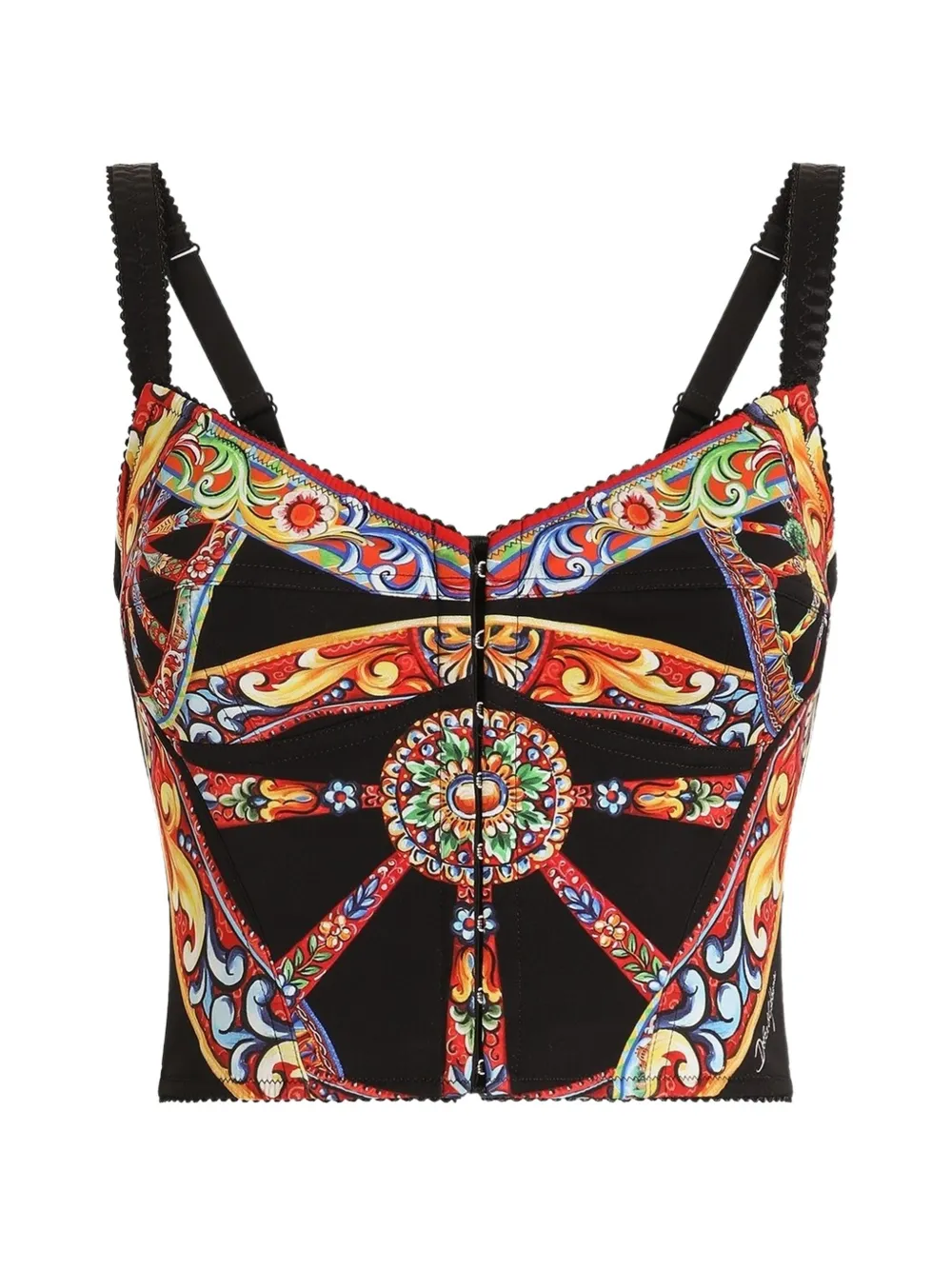 Dolce & Gabbana Charmeuse-Top mit Carretto-Print - Schwarz