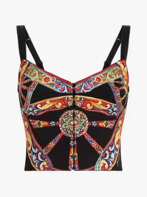 Dolce & Gabbana Carretto-print charmeuse top