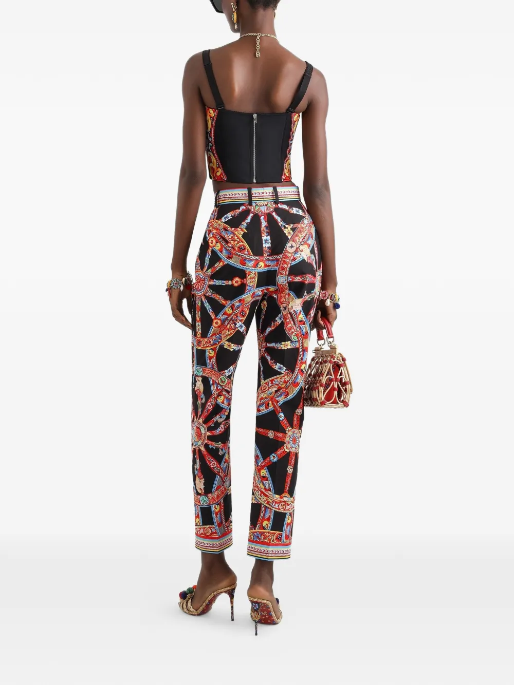 Dolce & Gabbana Charmeuse top met carretto-print Zwart