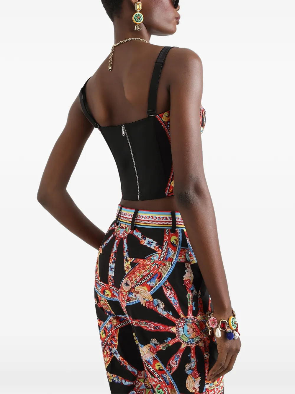Dolce & Gabbana Charmeuse top met carretto-print Zwart
