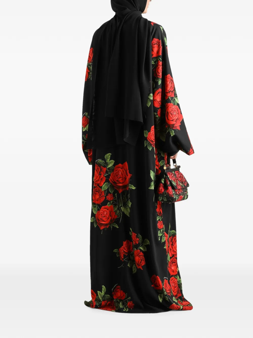 Dolce & Gabbana Charmeuse blouse met roosprint Zwart