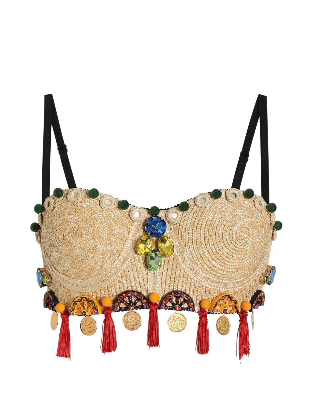 Dolce & Gabbana Top in rafia con ricamo - Toni neutri
