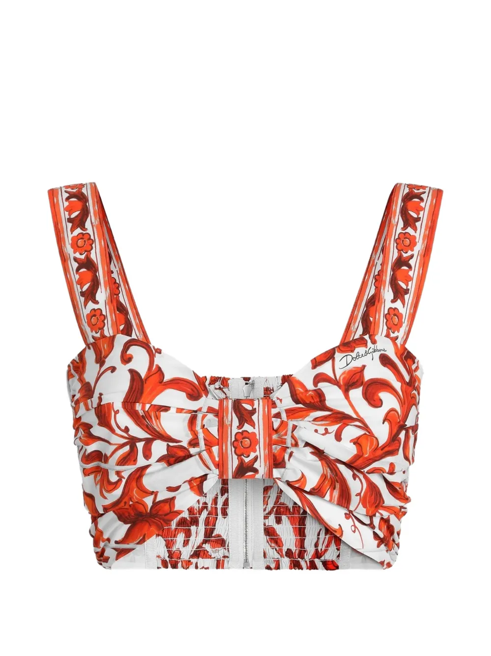 Dolce & Gabbana Top con stampa maiolica - Arancione