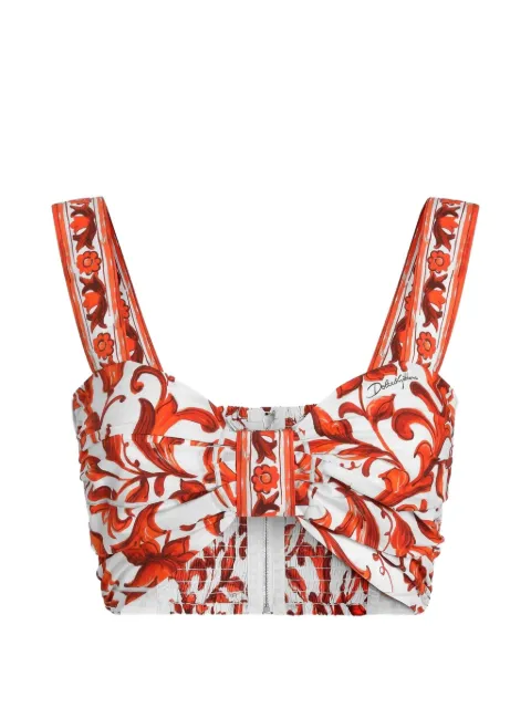 Dolce & Gabbana  Majolica-print poplin bustier top