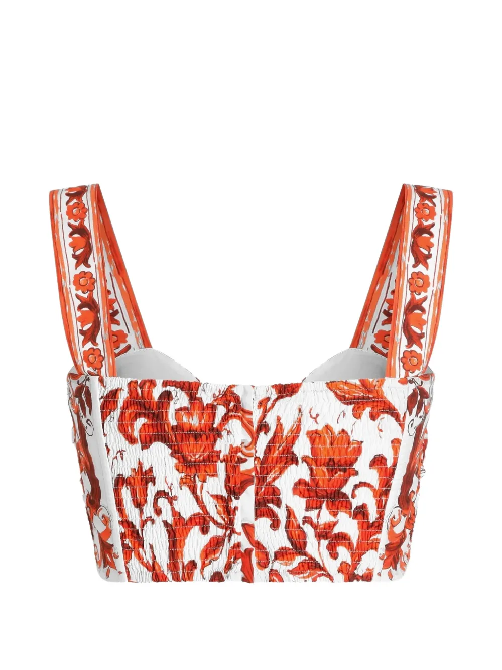 Dolce & Gabbana Popeline bustier top met Majolica-print Oranje