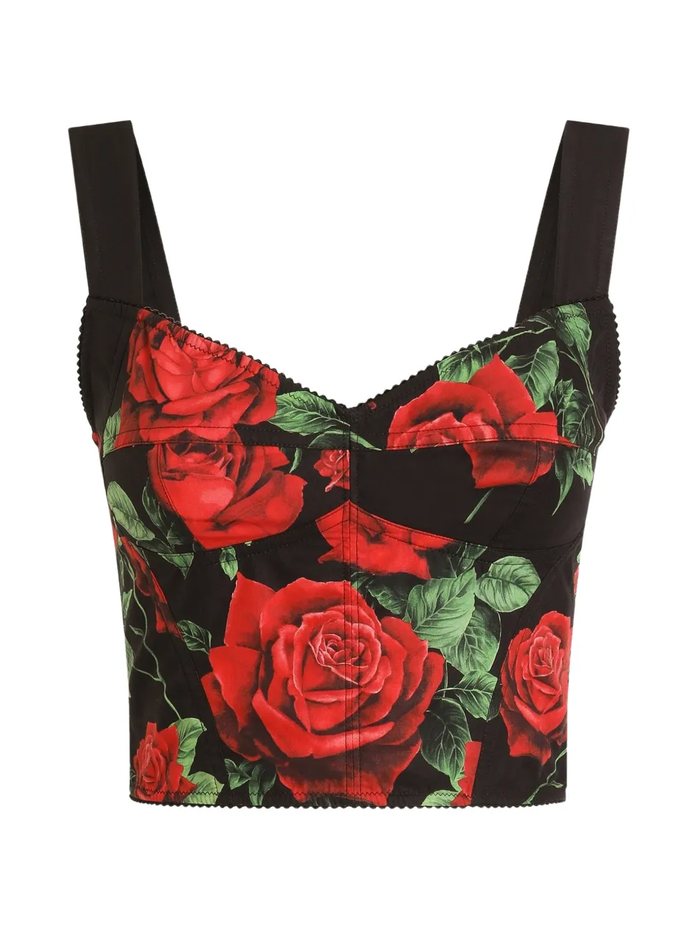 Dolce & Gabbana Popeline-Top mit Rosen-Print - Schwarz
