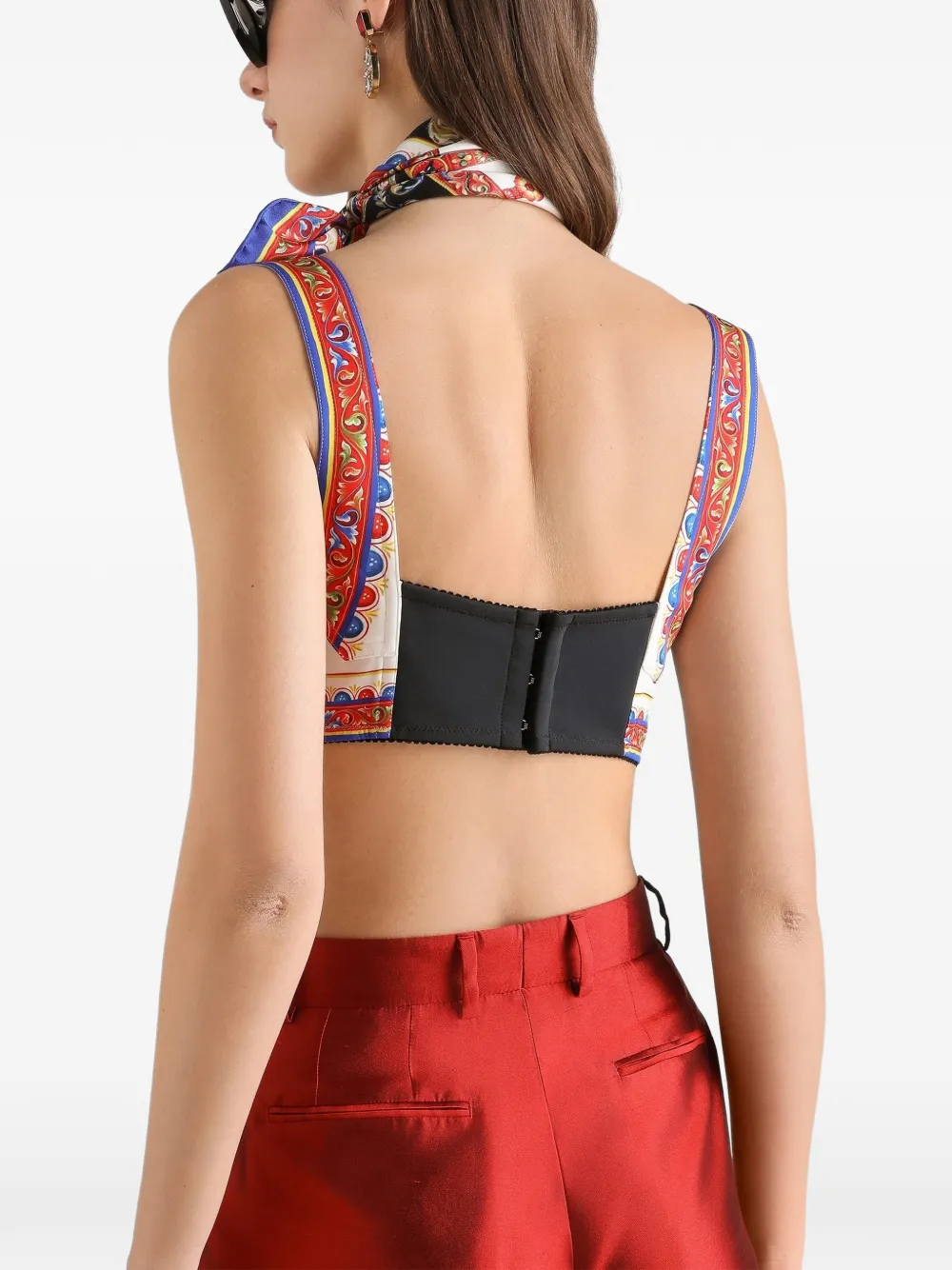 Dolce & Gabbana Charmeuse top met Carretto-print Zwart