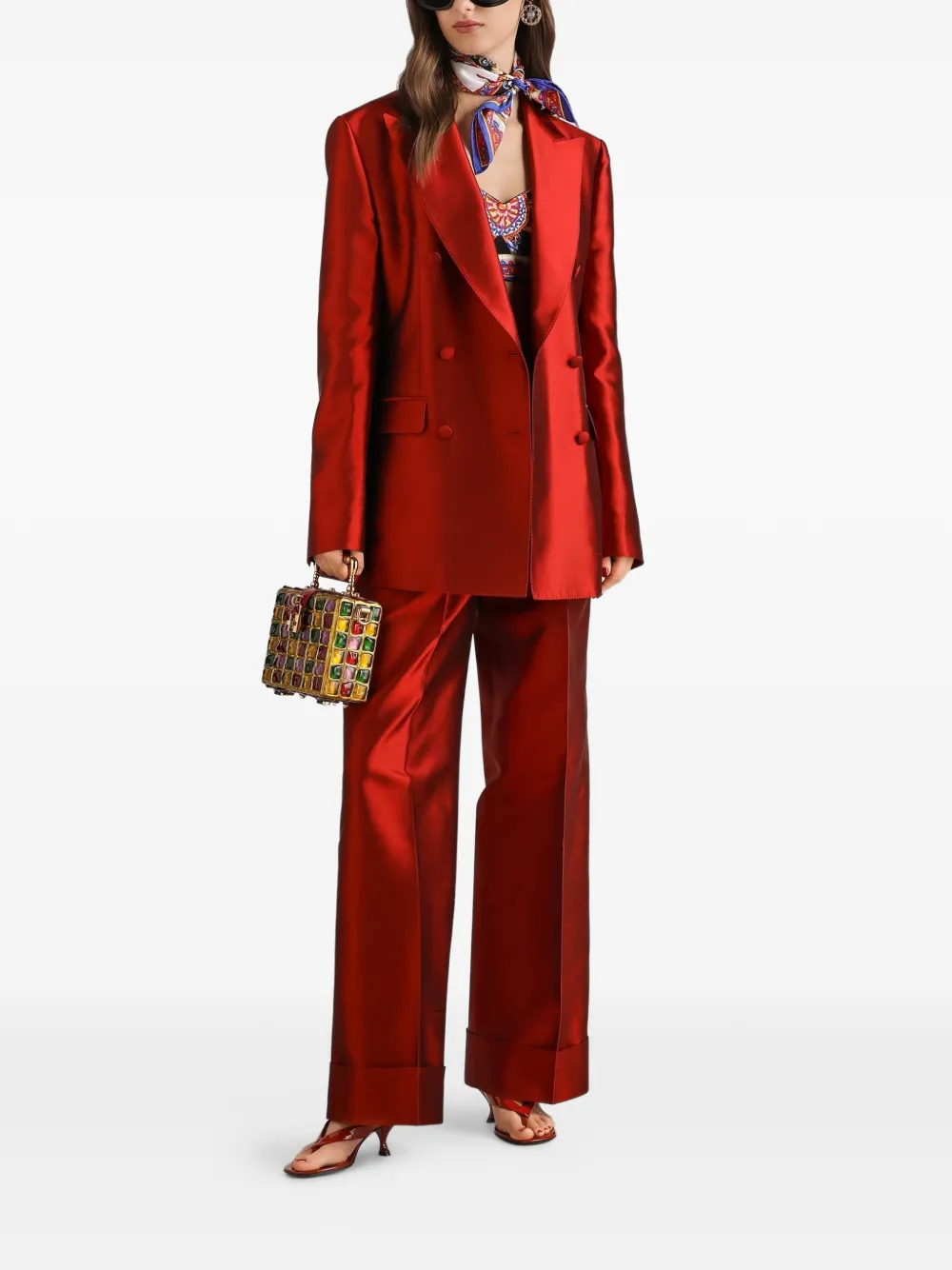 Dolce & Gabbana Charmeuse top met Carretto-print Zwart