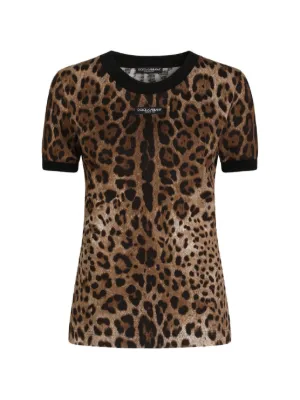 Dolce & Gabbana leopard-print crew-neck T-shirt | Brown | FARFETCH