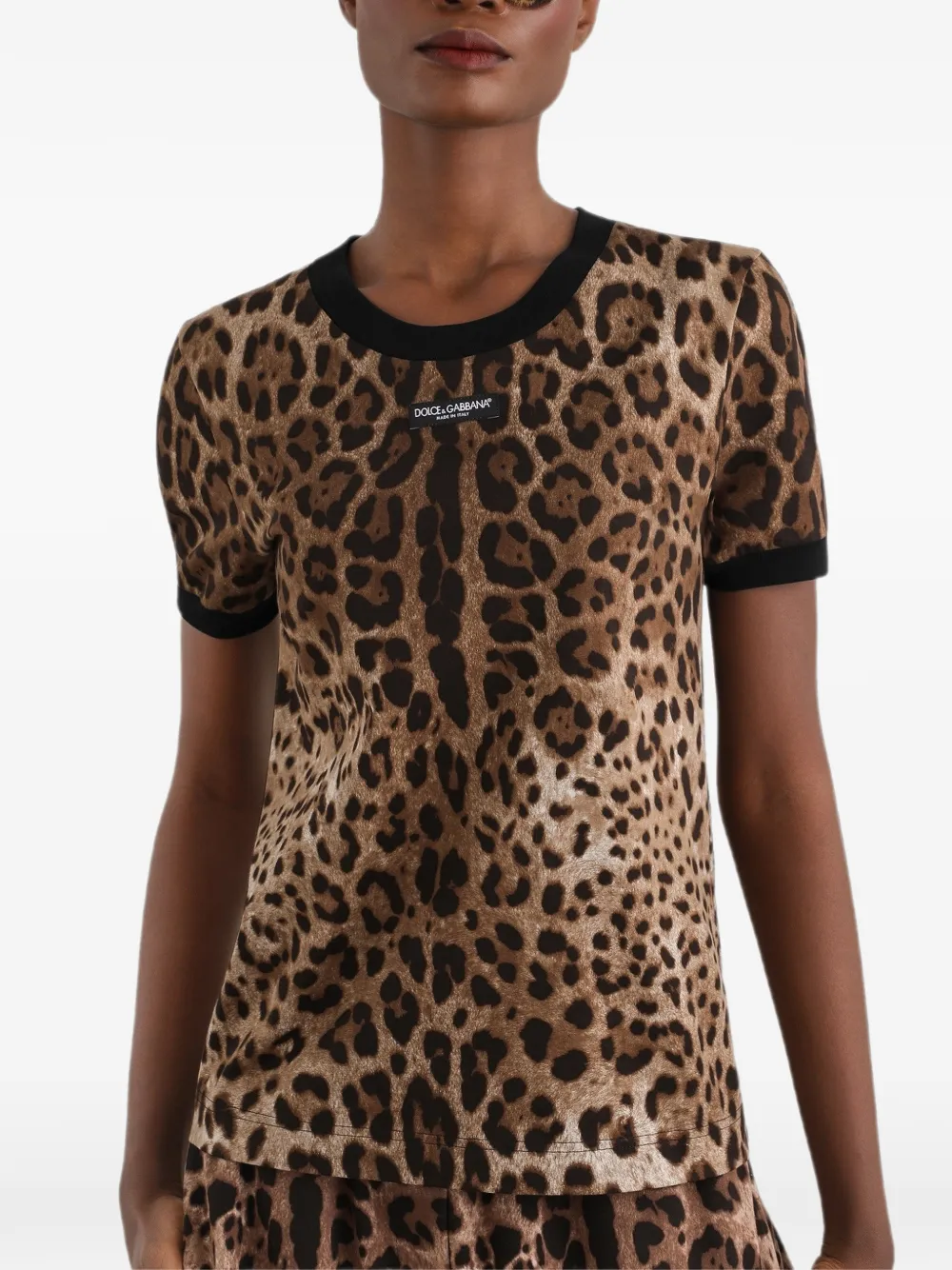Dolce & Gabbana Jersey T-shirt met luipaard-print Beige