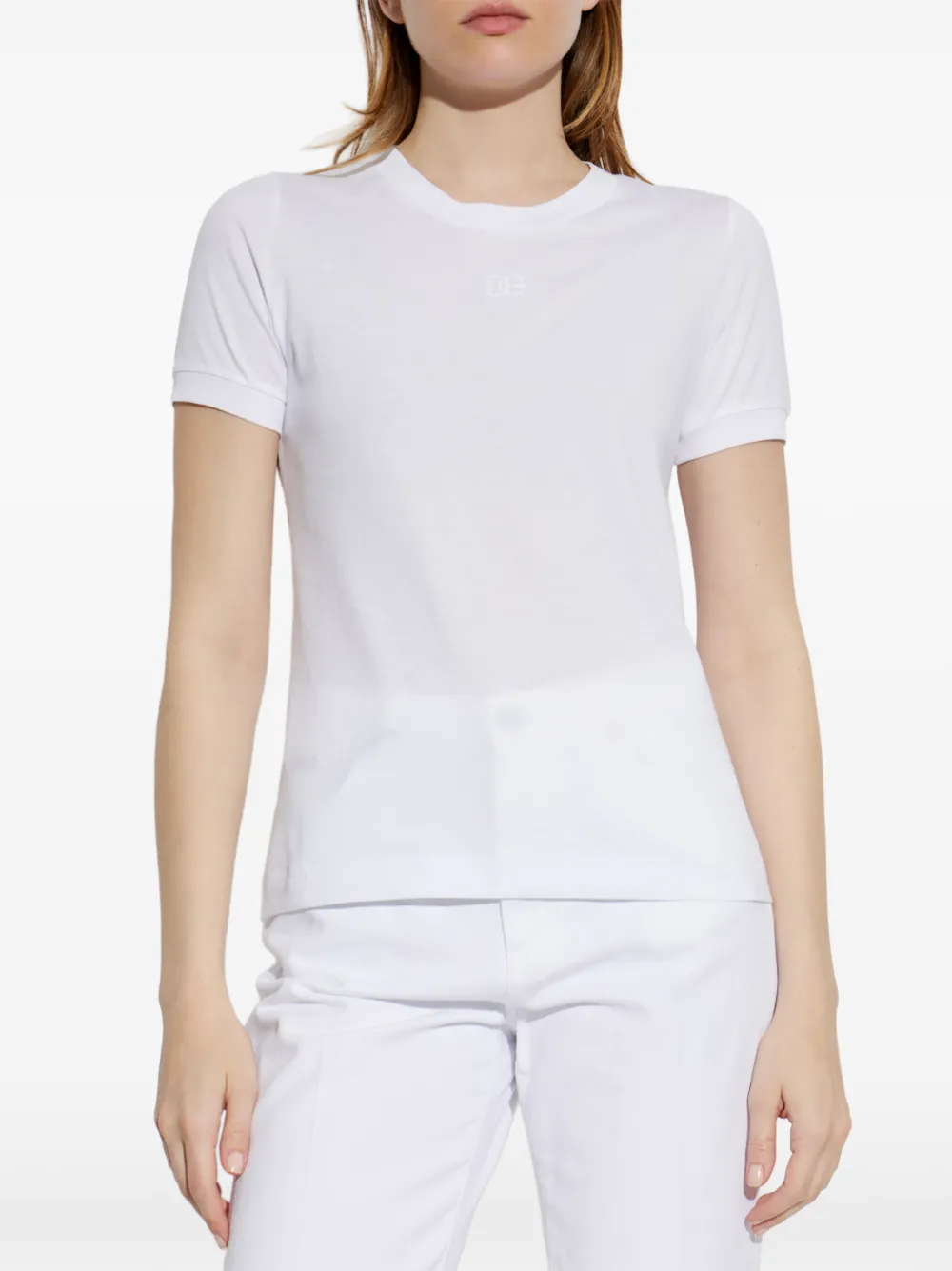 Dolce & Gabbana Jersey T-shirt met DG-borduurwerk Wit