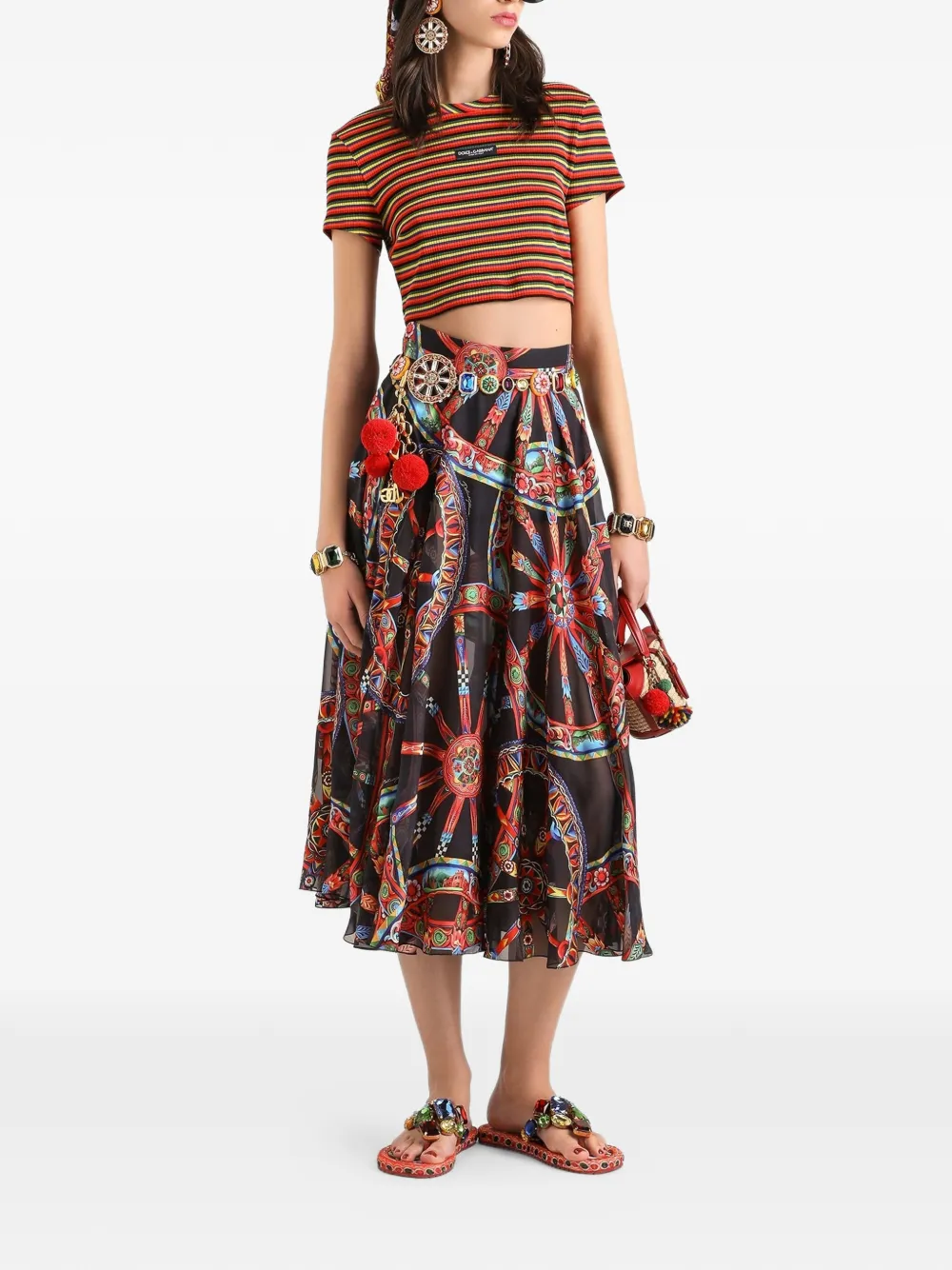 Dolce & Gabbana Gestreept jersey T-shirt Oranje