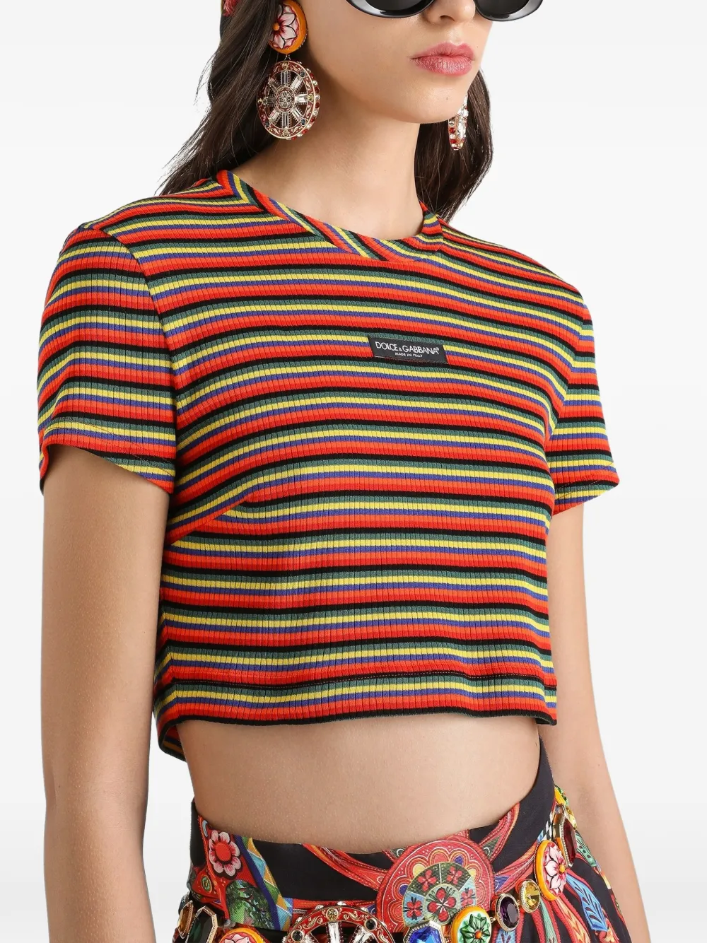 Dolce & Gabbana Gestreept jersey T-shirt Oranje
