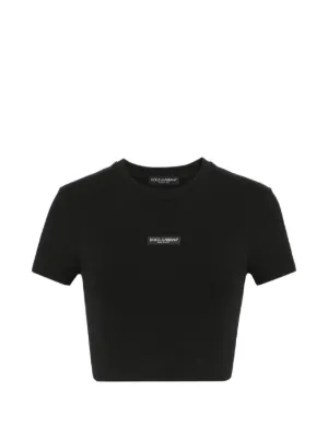 CHANEL Pre-Owned 1995 Logo Cropped T-shirt | Black | FARFETCH