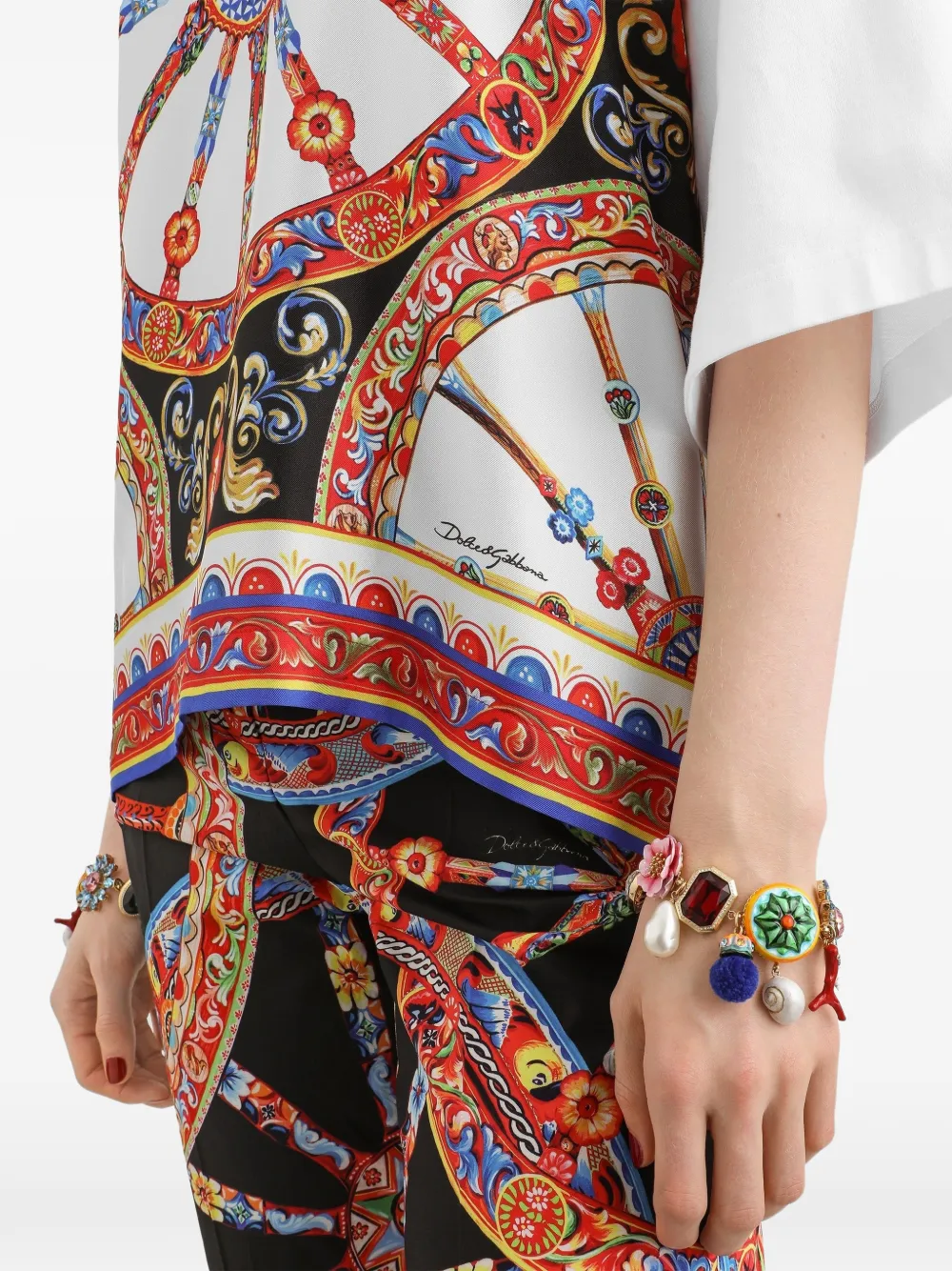 Dolce & Gabbana Jersey T-shirt met Carretto-print Wit