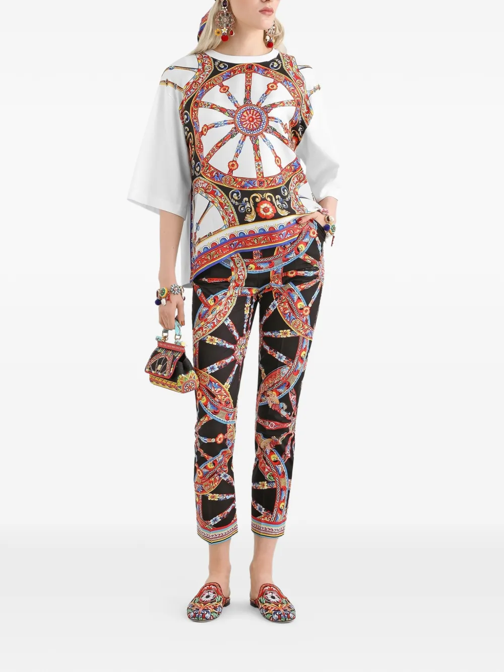 Dolce & Gabbana Jersey T-shirt met Carretto-print Wit