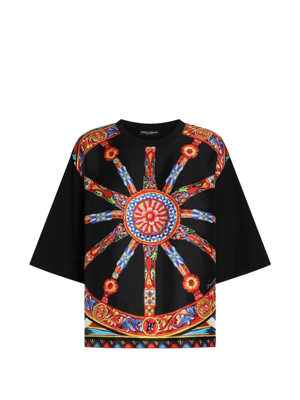 Dolce & Gabbana Jersey-T-Shirt mit Carretto-Print - Schwarz