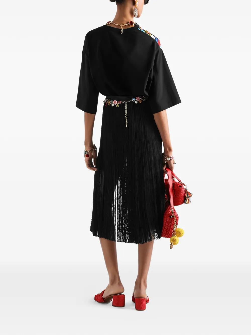 Dolce & Gabbana Jersey T-shirt met Carretto-print Zwart